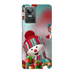 Чехлы на Новый Год Realme GT Neo 3 (Снеговик в шапке)