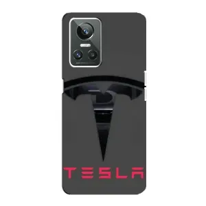 Силиконовый бампер с картинкой машины на Realme GT Neo 3 (Logo TESLA)