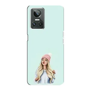 Силиконовый Чехол на Realme GT Neo 3 с картинкой Стильных Девушек (В шапке)