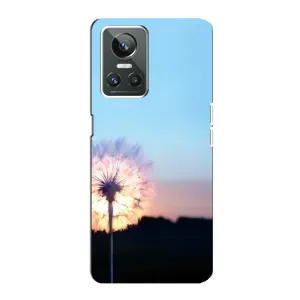 Силиконовый Чехол с одуванчиками на Realme GT Neo 3 (Закат с одуванчиком)
