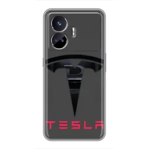 Силиконовый бампер с картинкой машины на Realme GT Neo 5 (Logo TESLA)