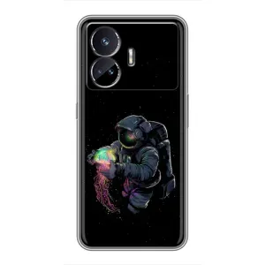 Силиконовый Чехол с принтом "Космонавты" на Realme GT Neo 5 (В руках земля)