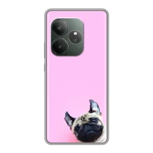 Бампер для Realme GT Neo 6 SE с картинкой "Песики" (Собака на розовом)