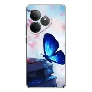 Силиконовый бампер с картинкой животных для Realme GT Neo 6 (Бабочка синяя)
