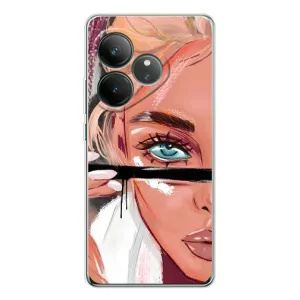 Силиконовый Чехол на Realme GT Neo 6 с картинкой Стильных Девушек (Девушка и ресницы)
