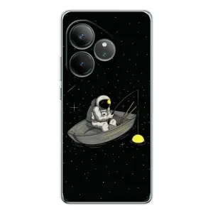 Силиконовый Чехол с принтом "Космонавты" на Realme GT Neo 6 (Космонавт на рыбалке)