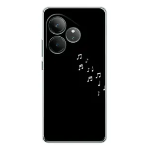 Чехол с картинками на черном фоне для Realme GT Neo 6 (Ноты)