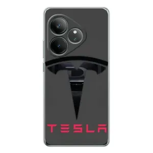 Силиконовый бампер с картинкой машины на Realme GT Neo 6 (Logo TESLA)