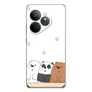 Чехлы с изображением разных животных для Realme GT Neo 6 (Удивленные медвеженки)