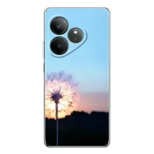 Силиконовый Чехол с одуванчиками на Realme GT Neo 6 (Закат с одуванчиком)