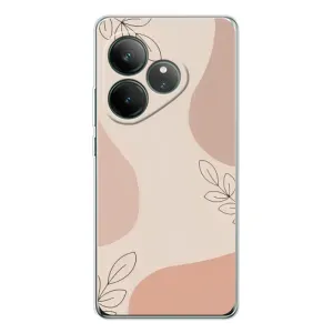Чехол цветочный дизайн для Realme GT Neo 7 (Коричневый фон)