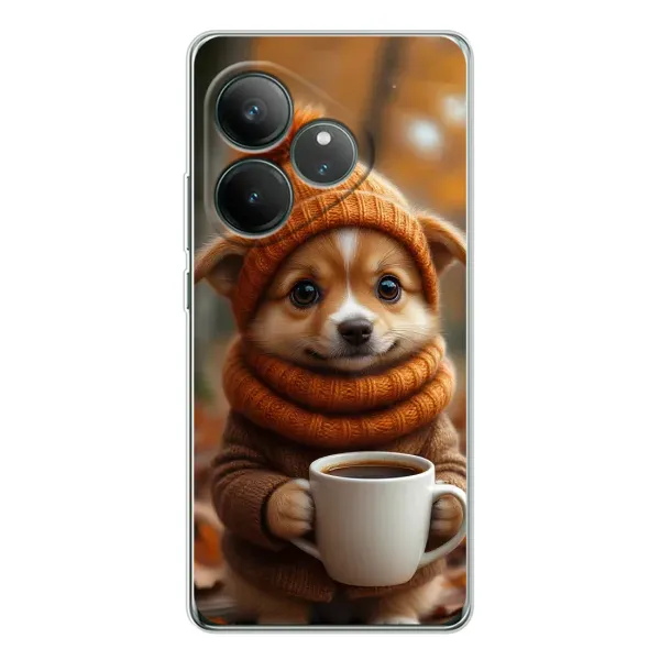 Чехол с рисунком «Собачка с кофе» для Realme GT Neo 7 Чехол с рисунком «Собачка с кофе» для Realme GT Neo 7