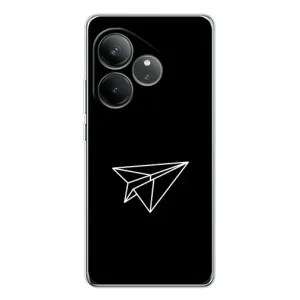 Чехол с картинками на черном фоне для Realme GT Neo 7 (Самолетик)