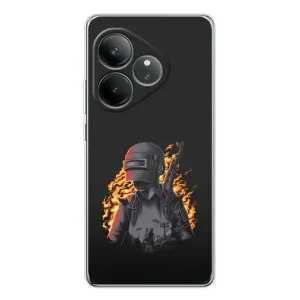 Силиконовый чехол с картинкой "Герой Pubg" на Realme GT Neo 7 (В огне)