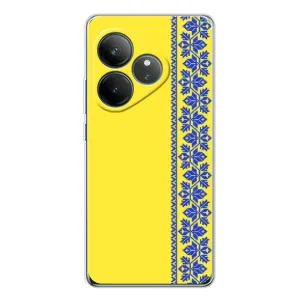 Силиконовый Чехол на Realme GT Neo 7 (Вышиванка на желтом)