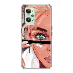 Силиконовый Чехол на Realme GT2 с картинкой Стильных Девушек (Девушка и ресницы)