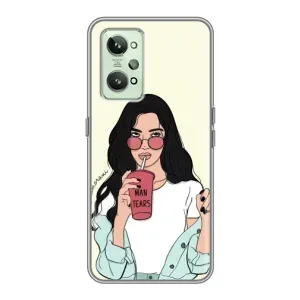 Силиконовый Чехол на Realme GT2 с картинкой Стильных Девушек (С напитком)