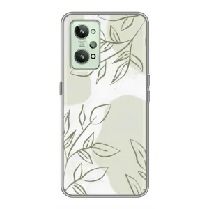 Чехол цветочный дизайн для Realme GT2 (Зелёный дизайн)