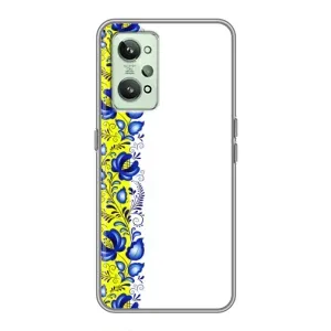 Силиконовый Чехол на Realme GT2 с картинкой Вышиванки (Желто-синяя вышиванка)