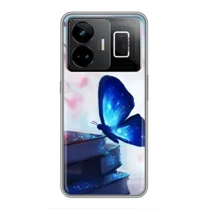Силиконовый бампер с картинкой животных для Realme GT3 (Бабочка синяя)
