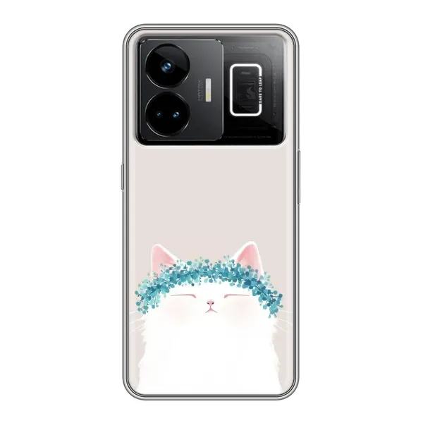 Чехол с рисунком «Белый котик» для Realme GT3 Чехол с рисунком «Белый котик» для Realme GT3