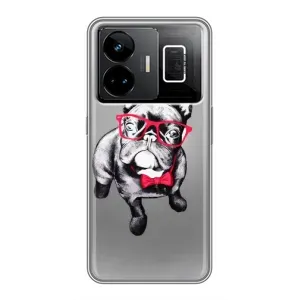 Чехол (ТПУ) Милые собачки для Realme GT3 (Бульдог в очках)