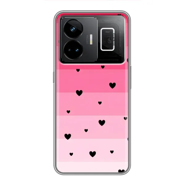 Чехол с рисунком «Чорные сердечки» для Realme GT3 Чехол с рисунком «Чорные сердечки» для Realme GT3