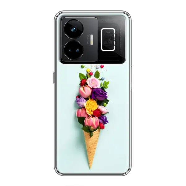 Чехол с рисунком «Цветок-мороженное» для Realme GT3 Чехол с рисунком «Цветок-мороженное» для Realme GT3