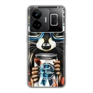Силиконовый Чехол с Енотами на Realme GT3 (Енот в очках)