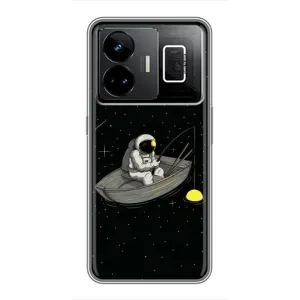 Силиконовый Чехол с принтом "Космонавты" на Realme GT3 (Космонавт на рыбалке)