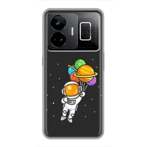 Силиконовый Чехол с принтом "Космонавты" на Realme GT3 (Космонавт с шариками)
