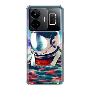 Силиконовый Чехол с принтом "Космонавты" на Realme GT3 (Космонавт в воде)