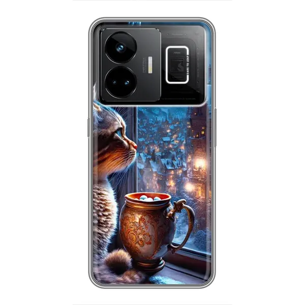 Чехол с рисунком «Кот новогодний» для Realme GT3 Чехол с рисунком «Кот новогодний» для Realme GT3
