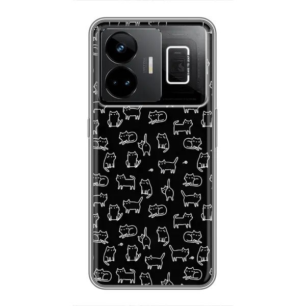 Чехол с рисунком «Котики на черном» для Realme GT3 Чехол с рисунком «Котики на черном» для Realme GT3