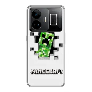 Чехлы для Realme GT3 (Персонажи Майн Крафт) (Крипер)