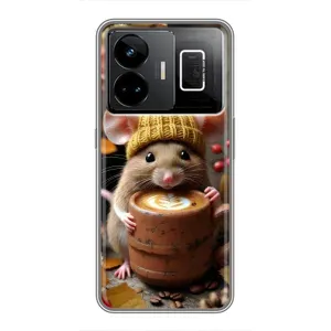 Печатный чехол «Зверята с кофе» для Realme GT3 (Мышка с кофе)