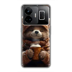 Печатный чехол «Зверята с кофе» для Realme GT3 (Медвежонок с кофе)