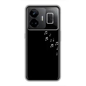 Чехол с картинками на черном фоне для Realme GT3 (Ноты)