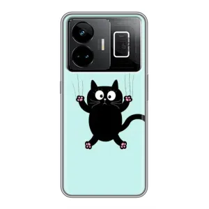Силиконовый чехол с котиком для Realme GT3 (Падающий кот)
