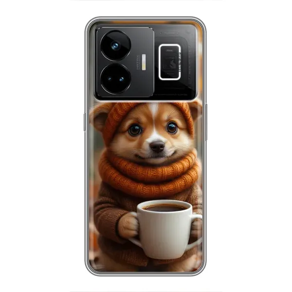 Чехол с рисунком «Собачка с кофе» для Realme GT3 Чехол с рисунком «Собачка с кофе» для Realme GT3