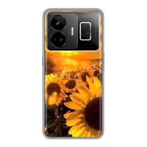 Чехол с Цветами для Realme GT3 (поле подсолнухов)