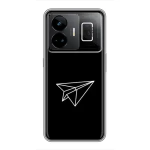 Чехол с картинками на черном фоне для Realme GT3 (Самолетик)