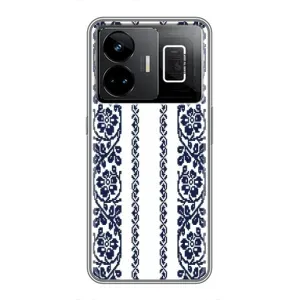 Силиконовый Чехол на Realme GT3 с картинкой Вышиванки (Синяя вышиванка)