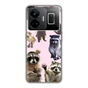 Силиконовый Чехол с Енотами на Realme GT3 (Смешные Еноты)