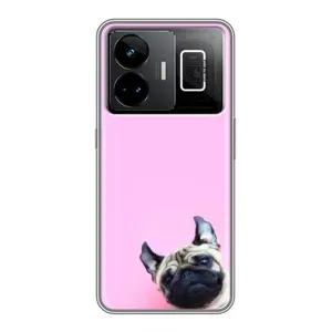 Бампер для Realme GT3 с картинкой "Песики" (Собака на розовом)