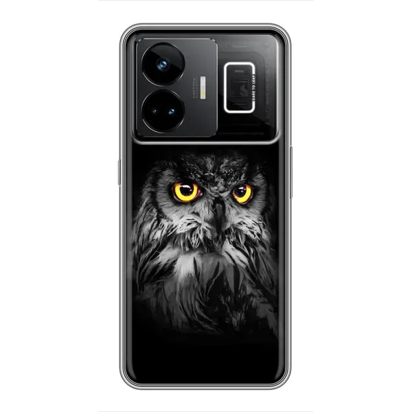 Чехол с рисунком «Сова на чёрном» для Realme GT3 Чехол с рисунком «Сова на чёрном» для Realme GT3
