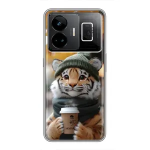 Печатный чехол «Зверята с кофе» для Realme GT3 (Тигр с кофе)