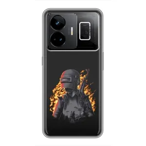 Силиконовый чехол с картинкой "Герой Pubg" на Realme GT3 (В огне)