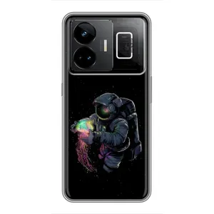 Силиконовый Чехол с принтом "Космонавты" на Realme GT3 (В руках земля)