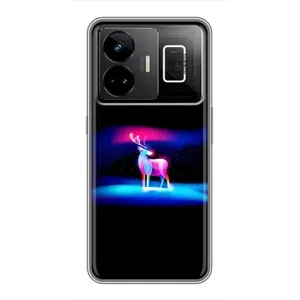 Силиконовый бампер с картинкой животных для Realme GT3 (Яркий олень)